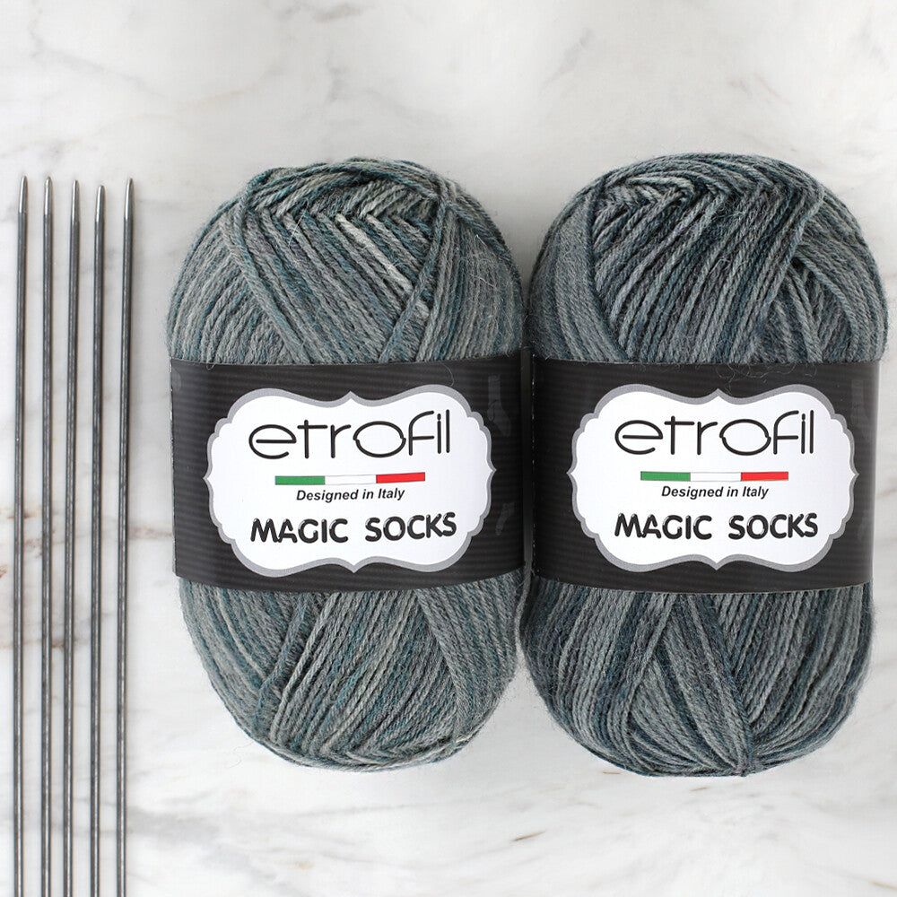 Etrofil Magic Socks Kit 2'li Yumak Ebruli Çorap Örgü İpi